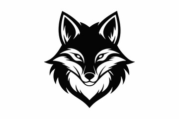 Fox Head Silhouette Vector Illustration on White Background