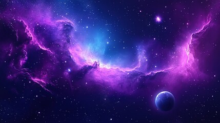 Obraz premium Purple background with nebula space and star 