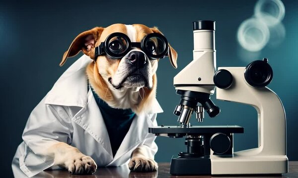 Scientific dog in the laboratory.