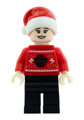 Obraz premium Dortmund - Deutschland 17. November 2024 Lego Minifigure mit roter Weihnachtsmütze