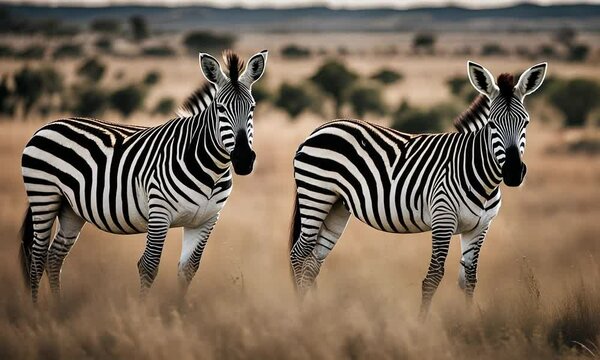 Zebras in the savannah.
