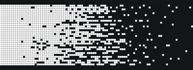 Pixel mosaic disintegration background. Dispersed dotted pattern, decay effect pixel.