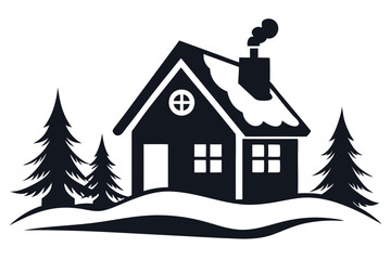 Snow-Covered House Silhouette Icon Perfect Winter Illustration Design
