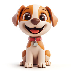 Naklejka premium Cute funny fluffy cartoon orange corgi puppy with dot eyes, smiling face, red tongue sticking out of mouth in sitting playful pose. Lovely pet minimal 