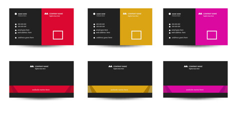 simple creative modern business card template layout design with red ,yellow and purple color 