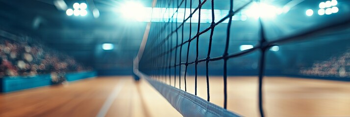 Volleyball Net Close Up - Indoor Court Action