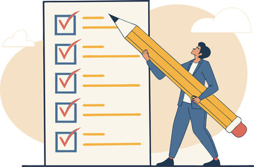 checklist transparent png illustration with pencil.