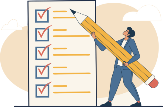 checklist transparent png illustration with pencil.
