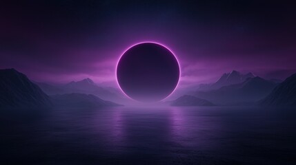 Obraz premium A purple sky with a large dark circle in the middle