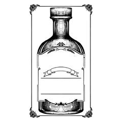 antique bottle with a label