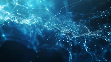 Futuristic abstract digital network connections with glowing lines on a blue background