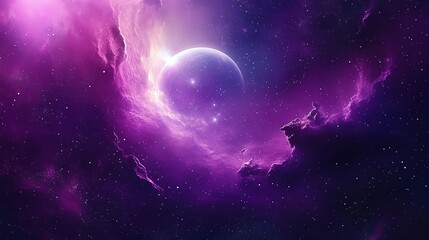 Obraz premium Purple background with nebula space and star 