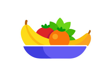 Fresh Fruit Bowl with Bananas, Oranges, and Grapes on a Minimalist Background