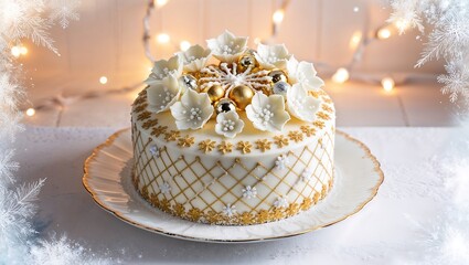 cake mockup realistic background christmas celebration