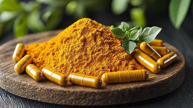 Turmeric Powder in a Bowl with Rustic Decor