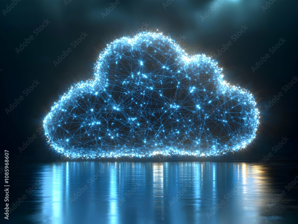 Poster glowing cloud network digital data concept.