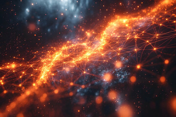 Obraz premium Glowing network connections in space.