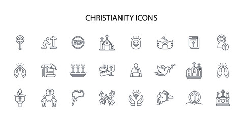 Christianity icon set.vector.Editable stroke.linear style sign for use web design,logo.Symbol illustration.