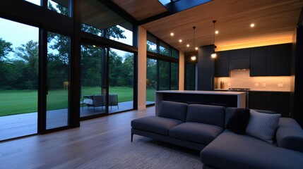 Fototapeta premium A living room with a couch and a coffee table