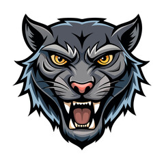 Panther Head Vector Illustration on White Background