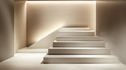 Fototapeta premium 3d rendered minimalistic cream pedestal podium stage with light and smooth background