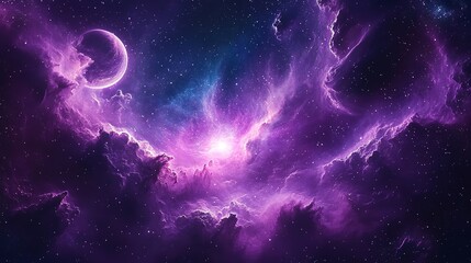 Purple background with nebula space and star
