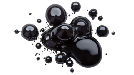 Black oil bubbles transparent background