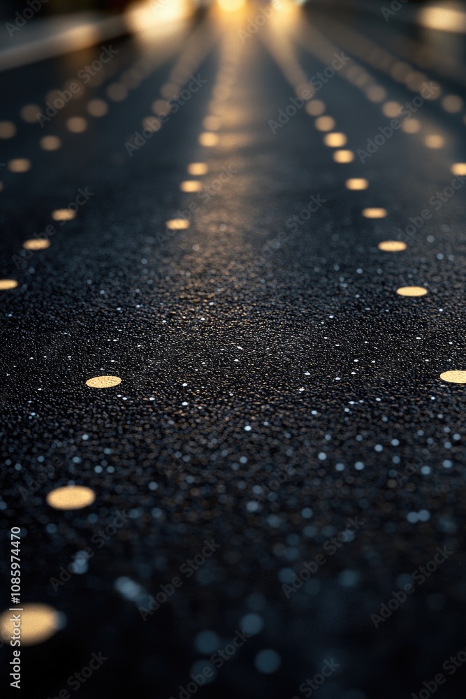 Poster a city street with a unique pattern of dots on the ground, great for backgrounds and designs