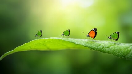 A green insect is on a leaf