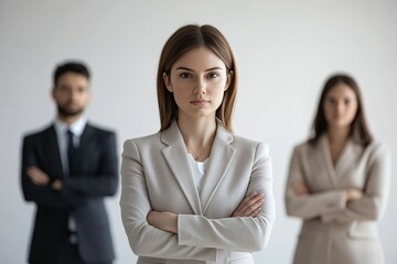 Obraz premium Woman surrounded by two men, possibly friends or colleagues