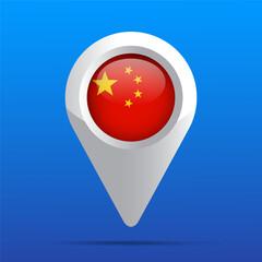 China Flag Map Icon. Glossy icon. 3D