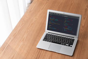 Fototapeta premium Software development programming on computer screen for modish application and program coding