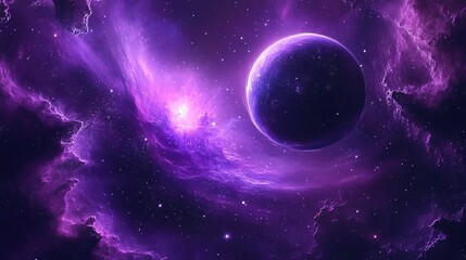 Obraz premium Purple background with nebula space and star 