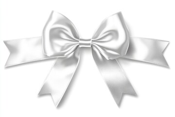 Simple and elegant design featuring a white bow tied with a silver ribbon against a pure white background