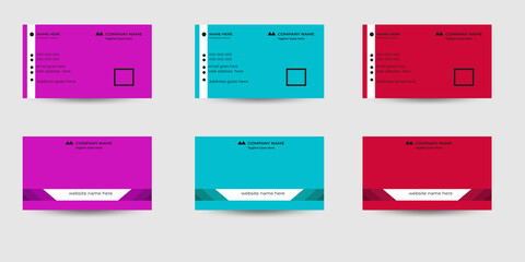vector simple creative modern business card template layout design with purple,red and blue color
