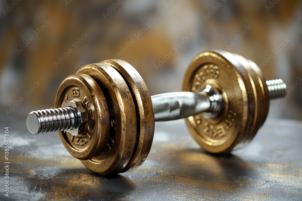 Poster a close-up view of a pair of weights sitting on a table