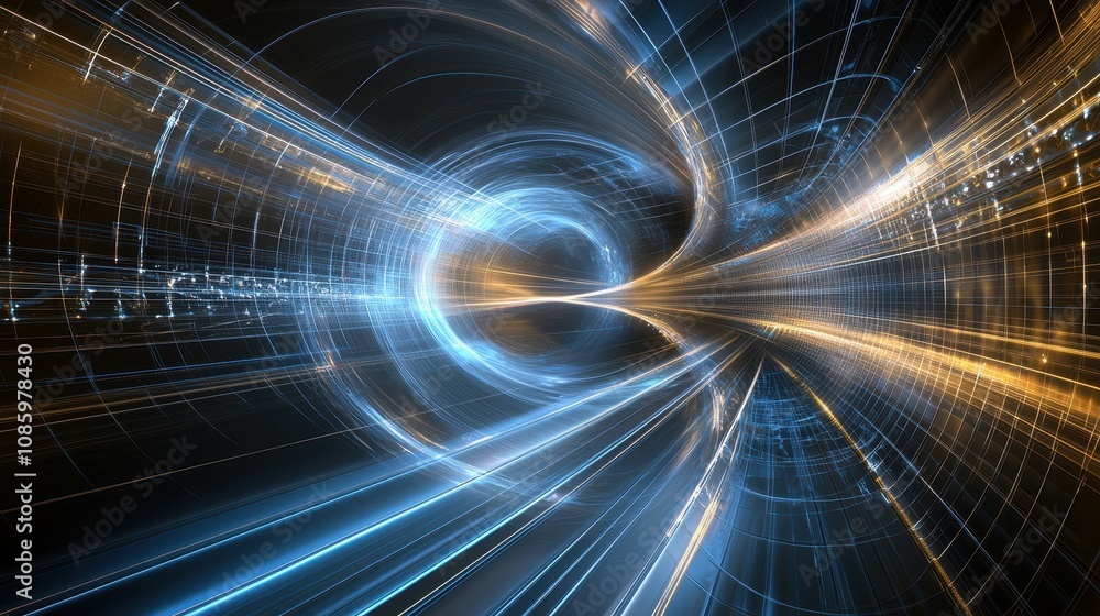 Aufkleber dynamic energy flow abstract space digital art futuristic environment motion perspective conceptual 