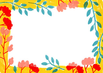 Obraz premium Rectangular frame with green leaves and eucalyptus branches with empty space inside, watercolor painting