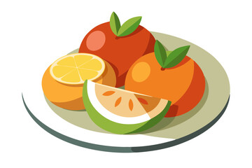 Elegant Minimalist Fruit Plate with Sliced Apples and Oranges – Modern Design for a Fresh Touch