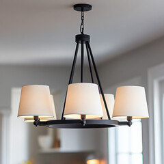 Industrial Chandelier with Warm Shades