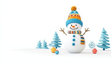 Cheerful snowman celebrating winter festivities.