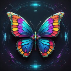 AI-Generated Digital Artwork Beautiful Butterfly With Flowers 