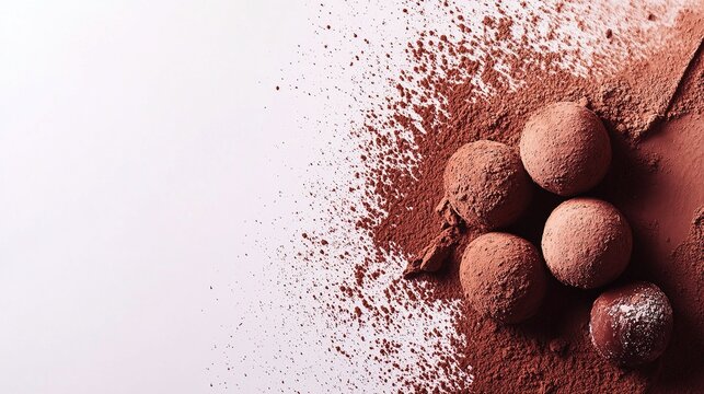 Chocolate truffles dusted with cocoa powder.