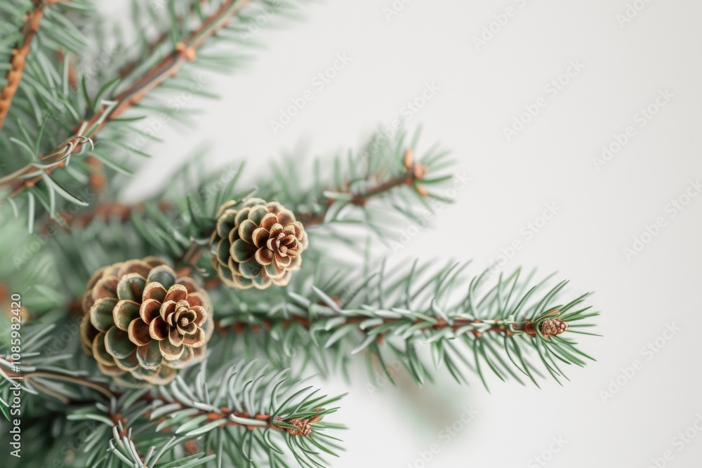 Poster close-up of pine cones on a tree trunk