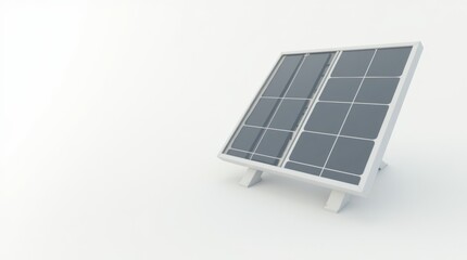 single solar panel against a plain white background, highlighting its design and functionality. The focus is on simplicity and the concept of clean energy.