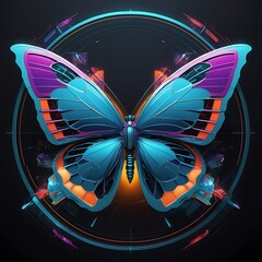 AI-Generated Digital Artwork Beautiful Butterfly With Flowers 