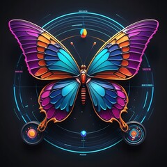 AI-Generated Digital Artwork Beautiful Butterfly With Flowers 