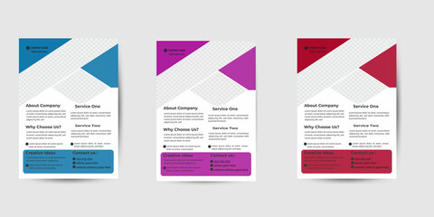 vector simple creative modern flyer layout design with purple,red and blue color