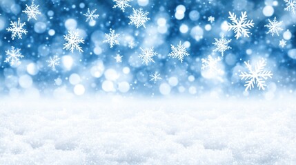 Naklejka premium Winter wonderland with falling snowflakes on a sparkling background