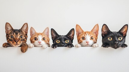 Dogs and cats peeking over a web banner, emphasizing cuteness and pet theme.